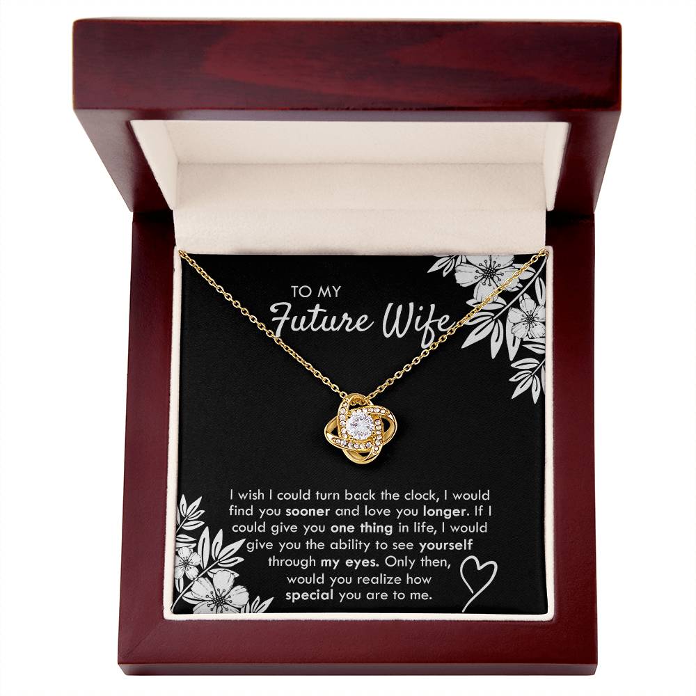 To My Future Wife Necklace From Husband, Necklace with Message Card and Gift Box For Wife, Future Wife Gift Necklace, Husband To Wife Gift Love Knot Pendant Gift From Men, Jewelry Gift For Women