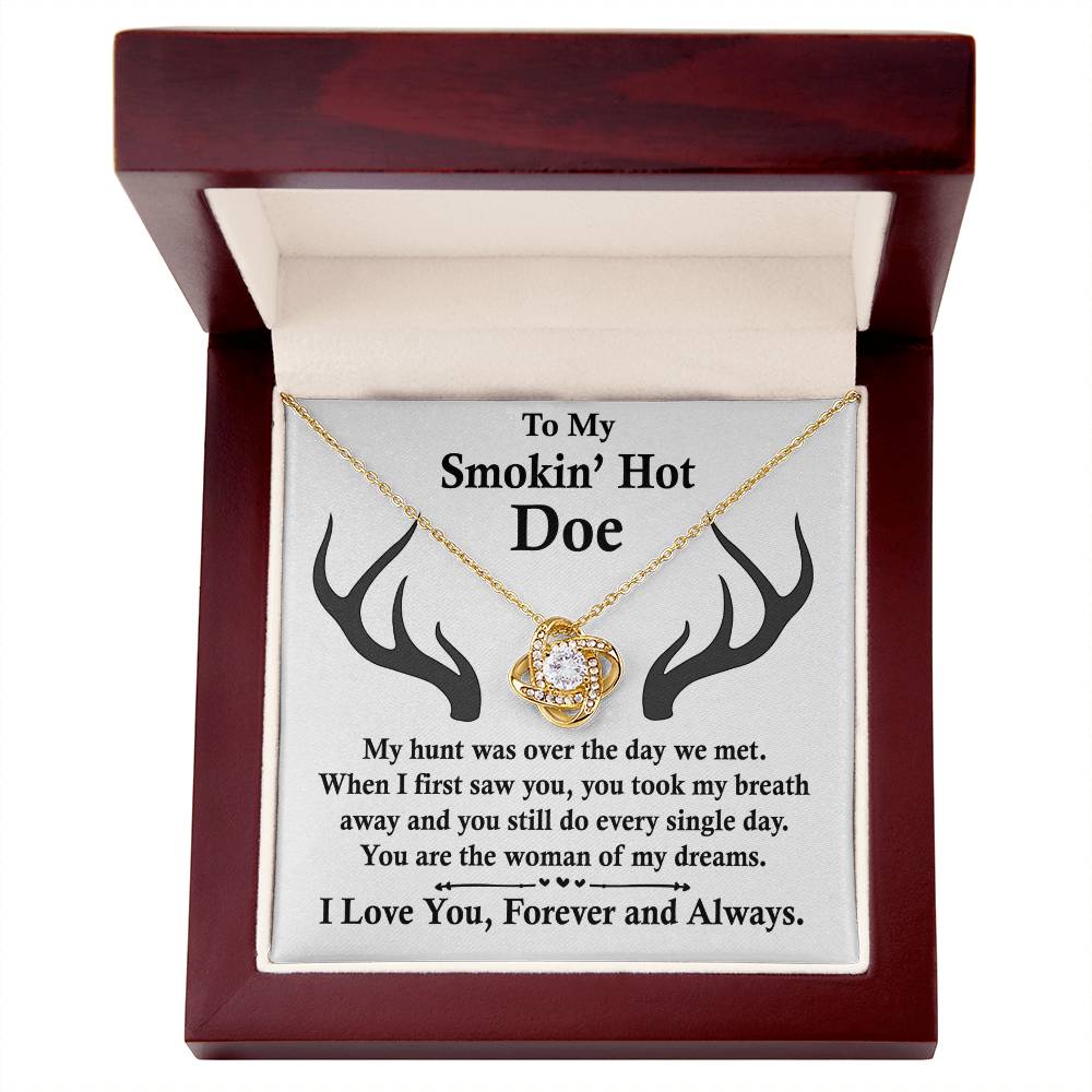 To My Smokin' Hot Doe Necklace Gift From Husband Boyfriend Dreams Love Knot Necklace Gift For Soulmate Wife with Message Card Gift Box Gift Necklace for Her Romantic, Girlfriend Gifts Necklace