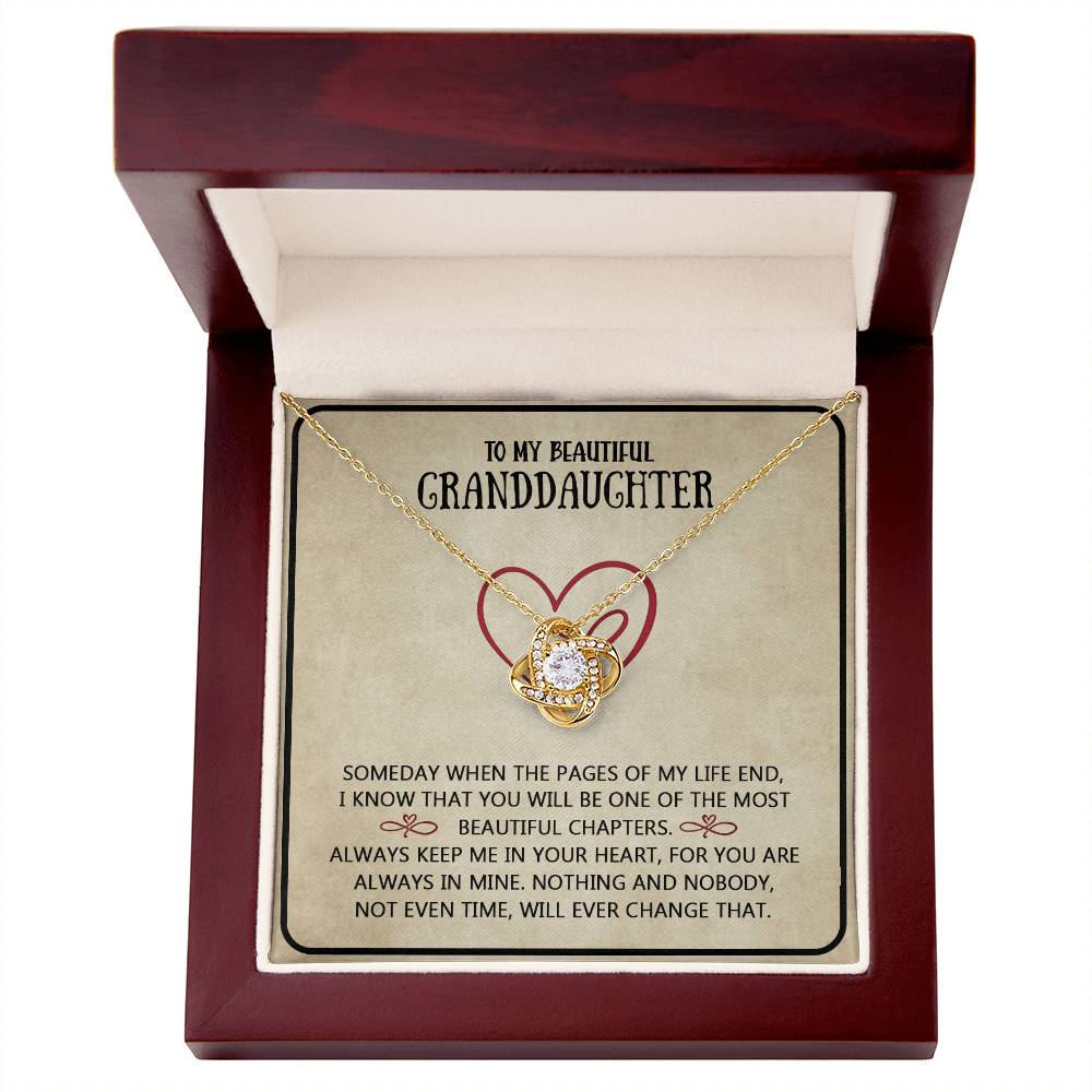 Granddaughter And Grandma Necklace, Love Knot Necklace For Granddauhter - To My Beautiful Granddaughter Necklace From Grandma, Beautiful Chapters Granddaughter Gift Necklace Jewelry To Granddaughter