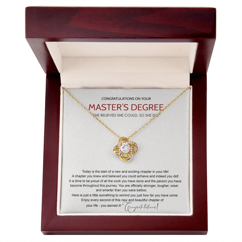 Master's Degree Gift Necklace, Graduation Gift Necklace For Masters Student, Graduation Class Of 2026 Love Knot Necklace, Congrats Graduation Pendants Gift For Daughter, Granddaughter, Niece