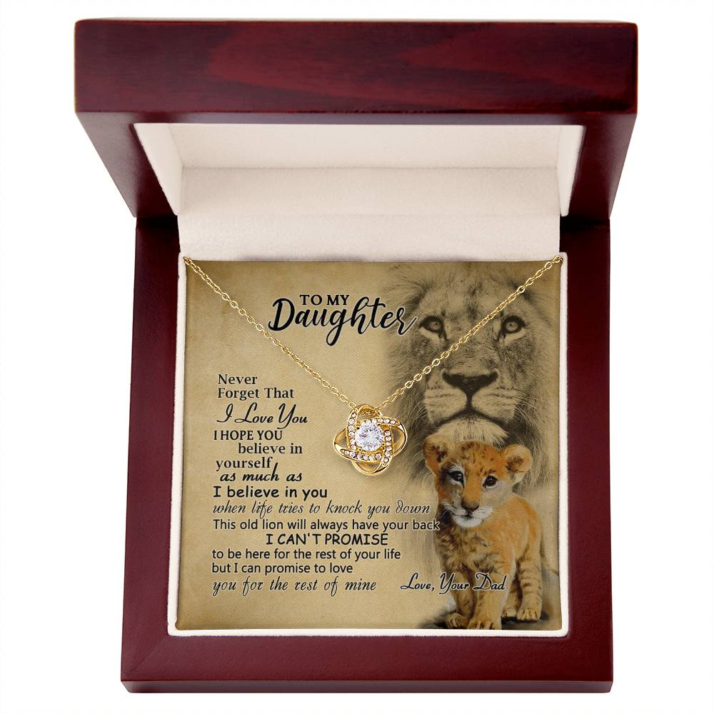 Daughter Gifts Necklace from Lion Dad to Daughter, Father Daughter Necklace, To My Daughter Lion Love Knot Necklace Gift Dad And Daughter Necklace Gift on Birthday Gift Anniversary Graduation Gift