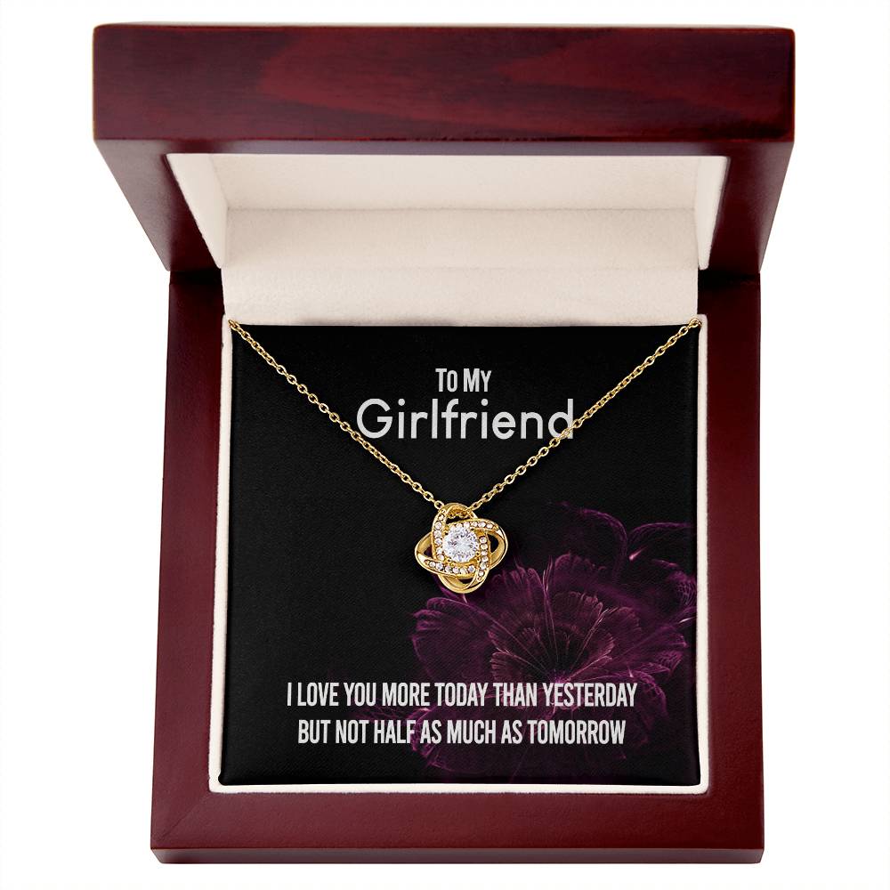 To My Girlfriend Necklace Romantic Girlfriend Birthday Gifts for Girlfriend From Boyfriend, Husband, Girlfriend Gift Necklace - Jewelry Gift For Girls, Love Knot Pendant Gift For Girlfriend, Soulmate