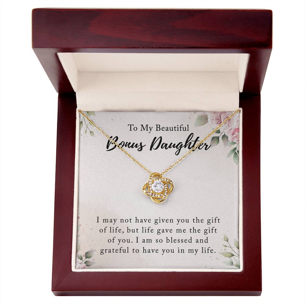 Personalized Gift Necklace - To My Beautiful Bonus Daughter Love Knot Necklace From Mom And Dad, Step daughter Necklace, Adopted daughter in law gift Jewelry Gift For Girls, Little Girls