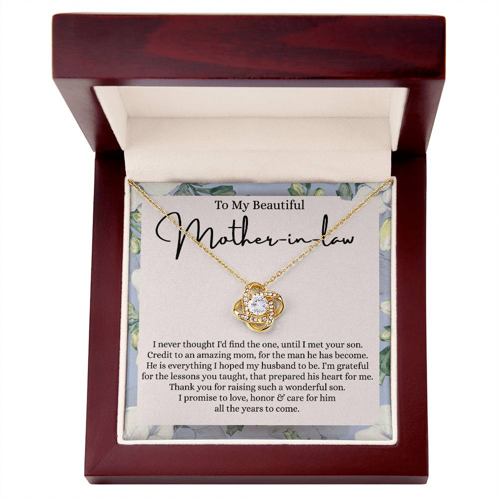 Mother In Law Gift Necklace, To My Beautiful Mother In Law Love Knot Necklace Gift From Daughter In Law, Mother And Daughter Gift Necklace Pendant, The Love Knot Necklace Gift For Mom Pendant