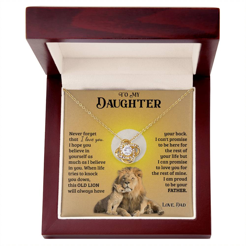 Daughter Gifts From Dad, To My Daughter Lion Dad And Daughter Necklace, Love Knot Necklace Birthday Gift for Daughter From Dad, Christmas Graduation Gift Jewelry Gift For Girls Little Girl Necklace