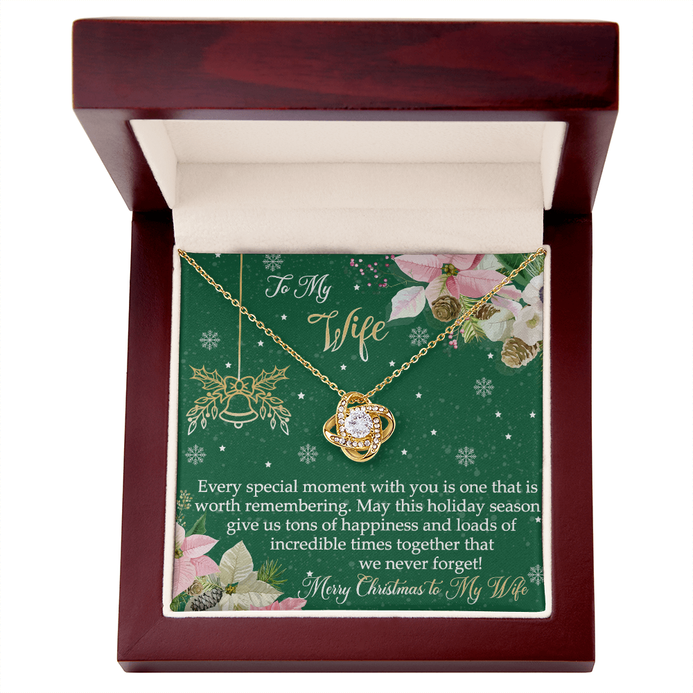 The Love Knot Gift For Wife, To My Wife Merry Christmas Necklace From Husband, Jewelry Gift For Women, Husband To Wife Love Knot Pendant, Merry Christmas To My Wife Gift Necklace On Christmas