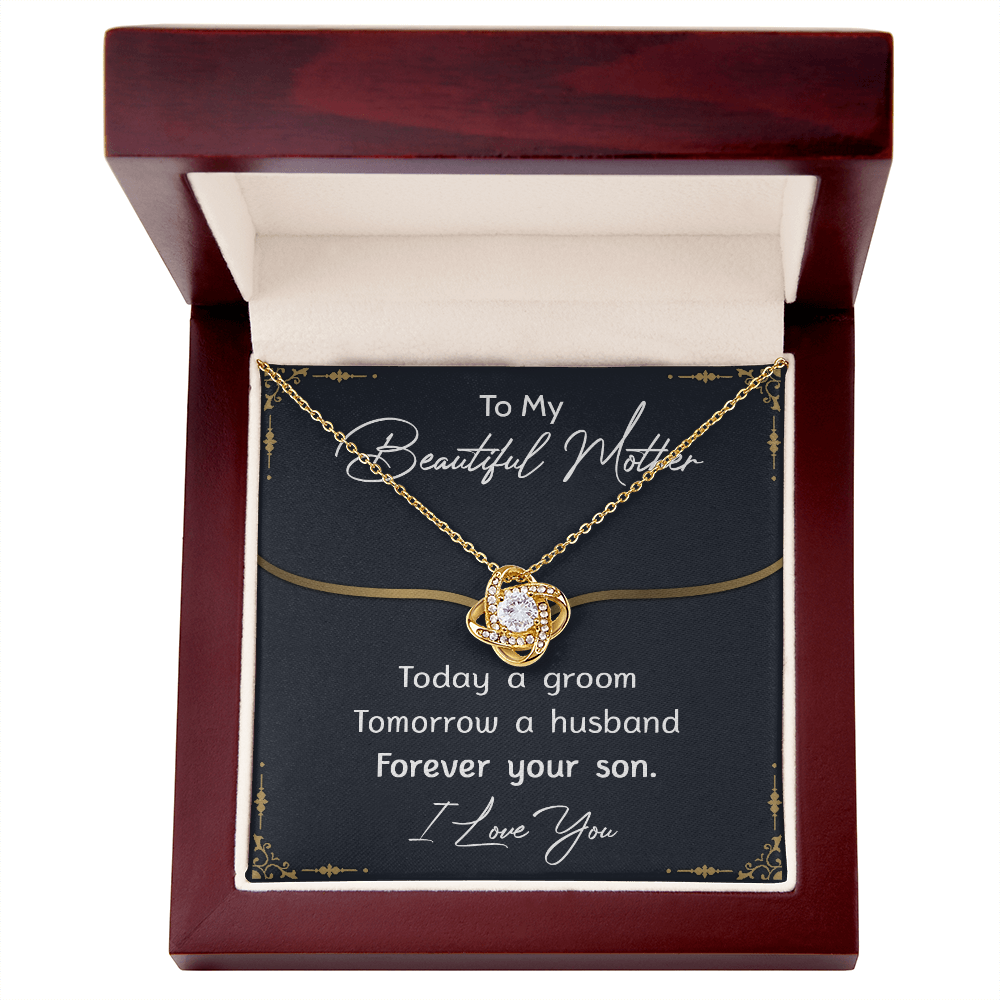 To My Mom Necklace From Son, Mother's Day Necklace Gift For Her, Beautiful Mother Love Knot Necklace Gift For Mom Bonus Mom On Mothers Day, Anniversary, Birthday, Mother And Son Jewelry For Mother
