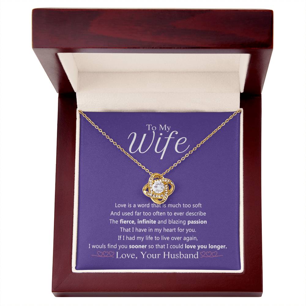 Wife Gift Necklace From Husband, To My Wife Necklace, Wife Love Knot Necklace From Husband, Jewelry Gift For Women Badass Wife Gift Necklace Soulmate Necklace Gift From Men Love You Longer Necklace