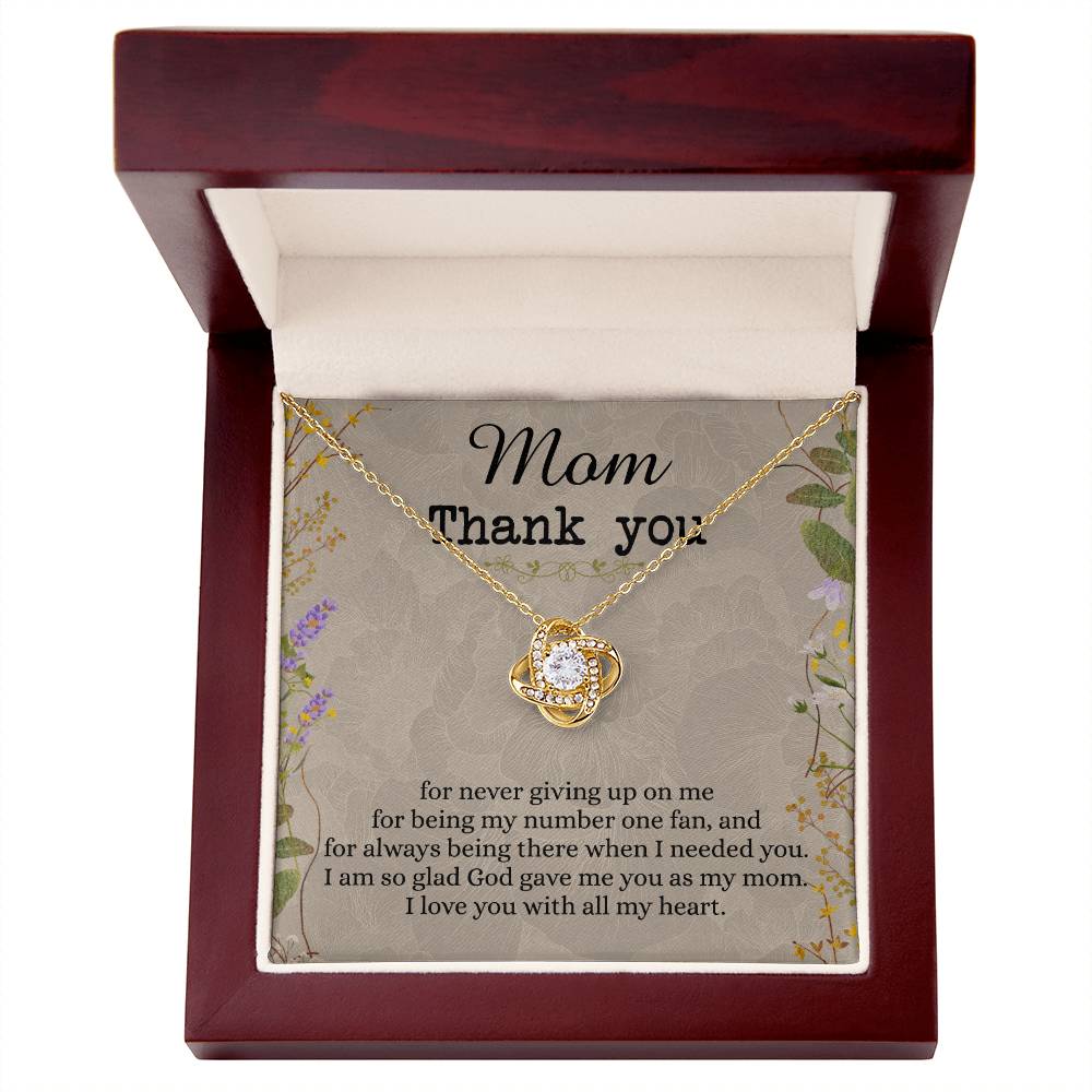Mom Thank You Gift Necklace, To My Mom Love Knot Necklace From Daughter Necklace Gift For Mom Mother's Day Necklace Gift For Mom, Birthday Gift For Mom Anniversary Jewlry Gift For Women, Mom