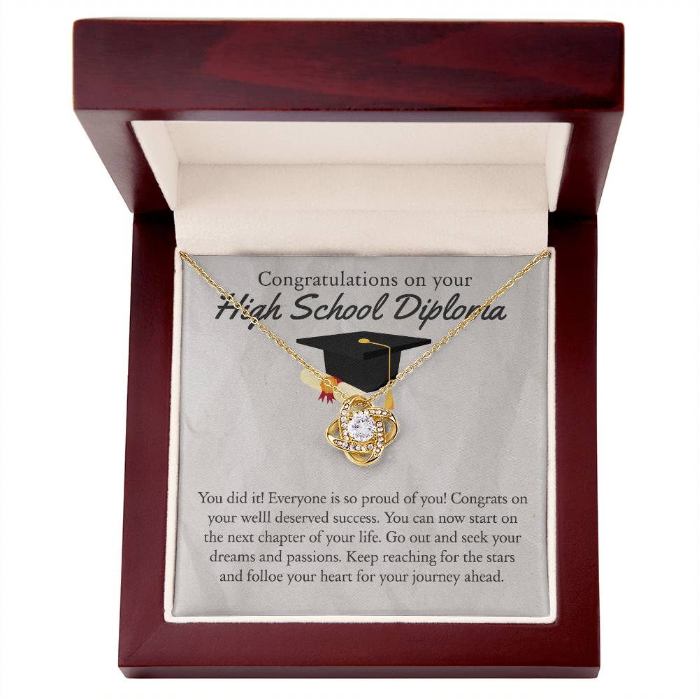 High School Diploma Gift Necklace, High School Diploma Graduation Love Knot Necklace, Grad Gift Jewelry For Her, Knot Pendant Gift On Phd Graduation Gift Graduating Class Of 2026 Graduation Gift