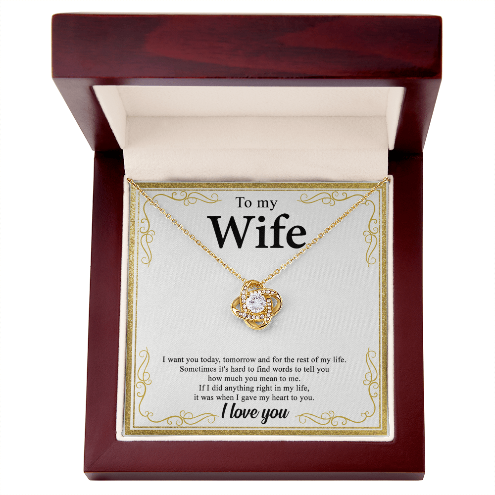 To My Wife Necklace From Husband My Heart To You Necklace Gift For Wife, Wife Gift Necklace, Husband To Wife Gift Love Knot Pendant Gift From Men Jewelry Gift For Women Soulmate Gift Pendant
