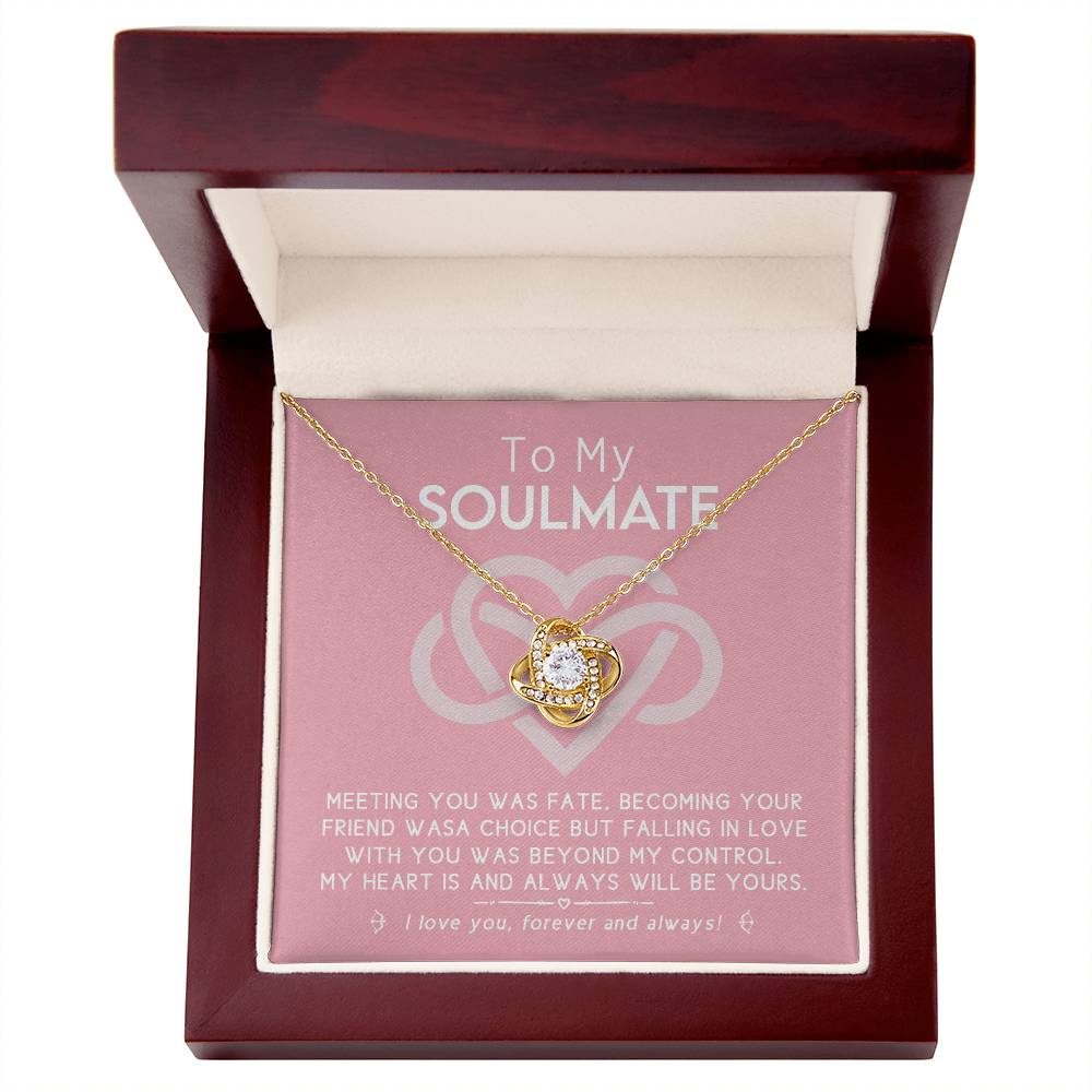 To My Soulmate Necklace From Husband, To Wife, Girlfriend, Soulmate Gift Love Knot Necklace On Valentines Day Christmas Necklace for Her Romantic Forever And Always Jewelry Gift For Women