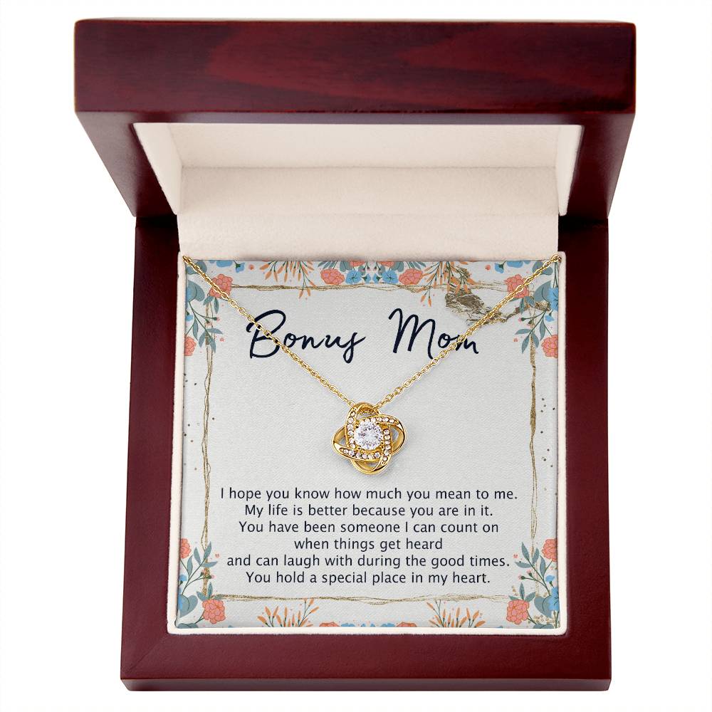 To My Bonus Mom Necklace From Bonus Daughter, Bonus Mom Gift Necklace, Love Knot Necklace Gift For Bonus Mother, Bonus Mammy On Mothers Day, Jewelry For Women, Daughter And Mother Necklace For Her