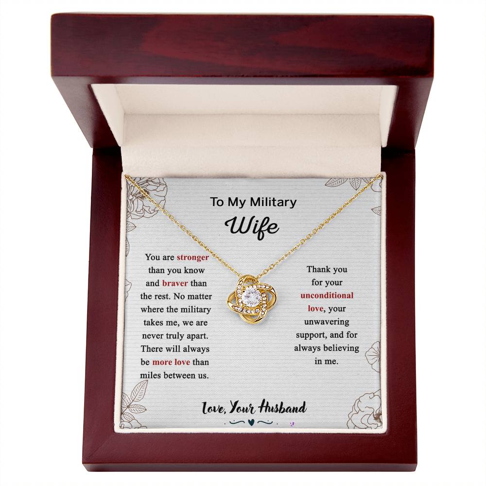 Military Wife Gift Necklace, Husband And Wife Love Knot Necklace, To My Military Wife Necklace From Husband - Necklace Gift For Wife, Jewelry Gift For Women, Soulmate Gift Necklace From Fiancee