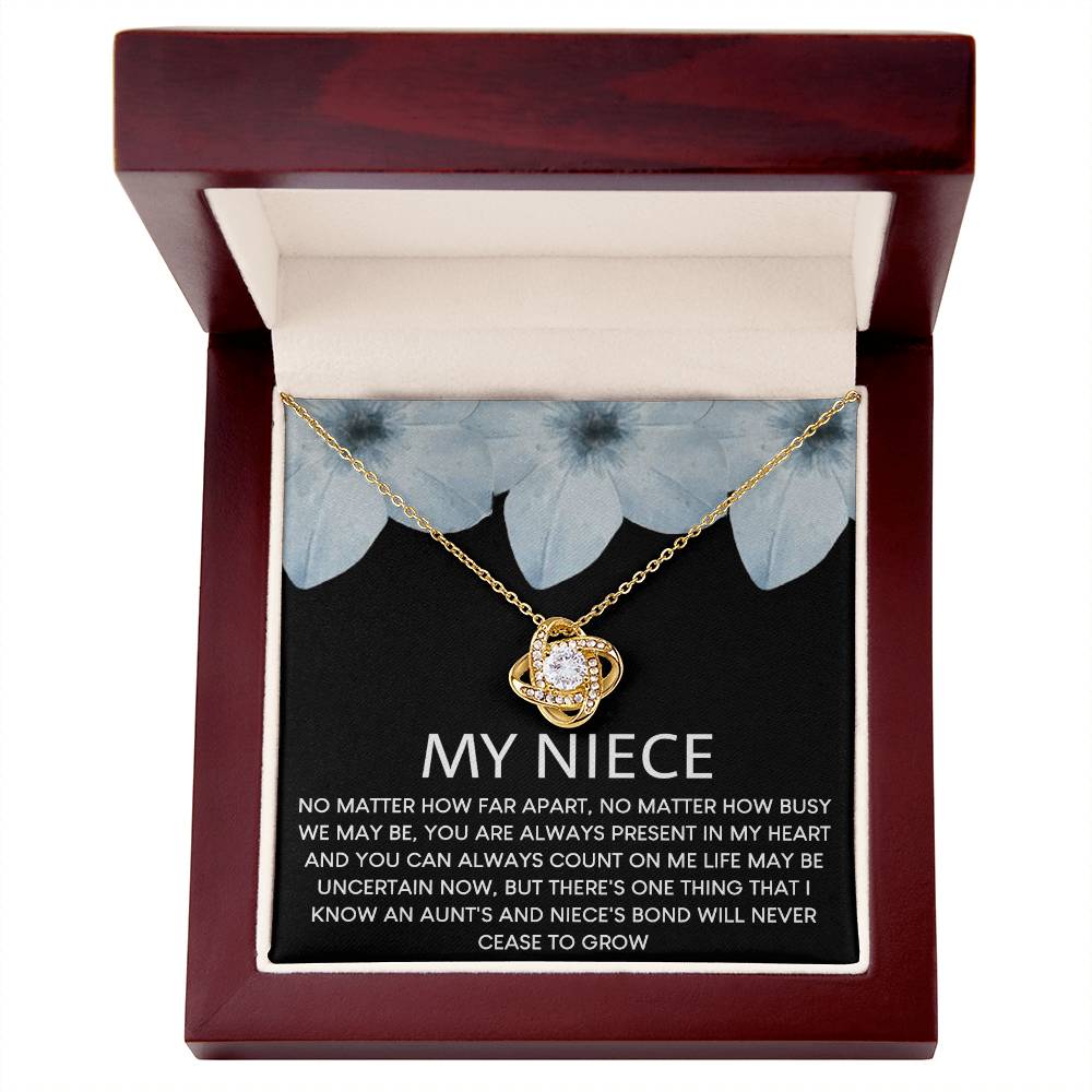 To My Niece Love Knot Necklace From Aunt, Niece Confirmation, Niece With Message Card and Gift Box Necklace Gift from Aunt or Uncle Aunt Niece Necklace, Niece Birthday Gift, Niece Graduation Gift