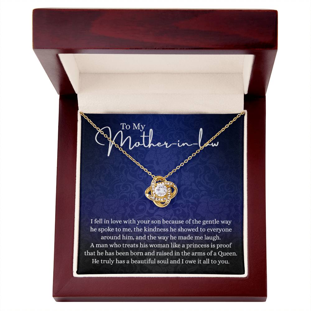 To My Mother in Law Love Knot Necklace, Mother in Law Jewelry Gift Box, Gift Card For Mom, Necklace for Mother in Law Jewelry Gift For Women, To My Mother-in-law On Wedding Day Mother's day Necklace