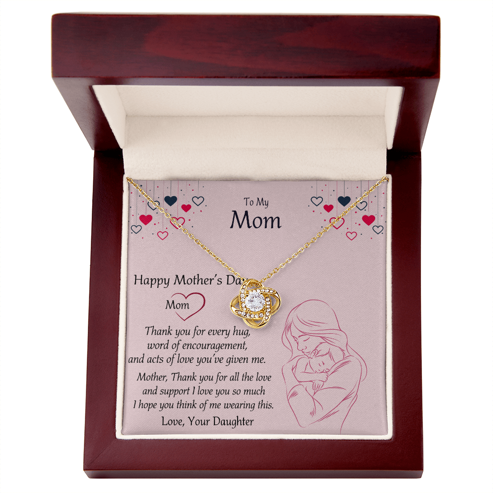 Happy Mothers Day Necklace, To My Mom Necklace From Mom, Mother Day Jewelry Gift Personalized Mothers Day Necklace Gifts For Mom Mother To Daughter Thank Gift Love Knot Necklace For Mom Jewelry