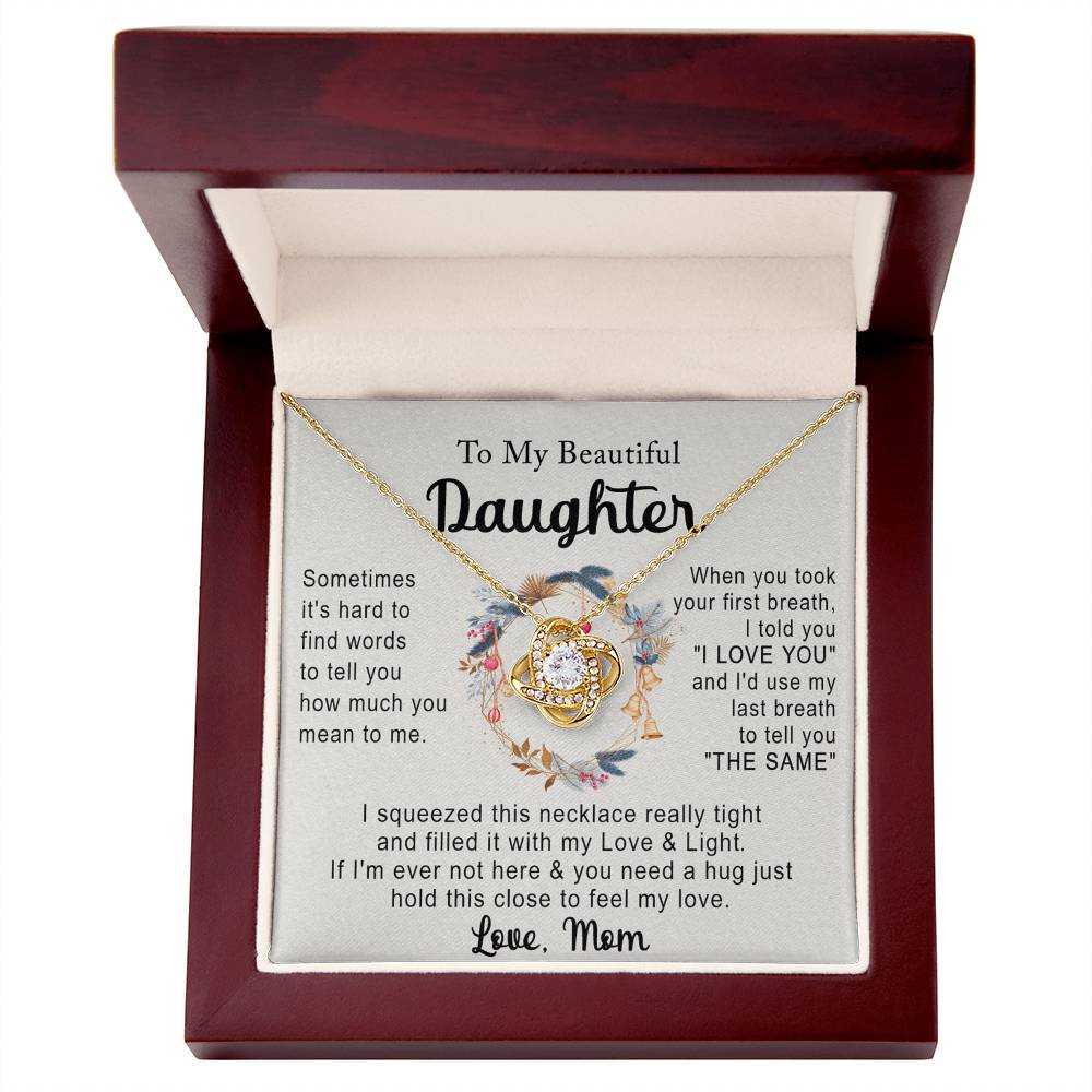 Personalized Necklace With Message Card And Box, Jewelry Custom Card For Daughter, To My Beautiful Daughter Necklace From Mom, Mother To Daughter Pendant From Mom Jewelry Gift For Girls
