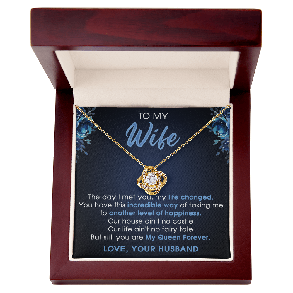 To My Wife Necklace From Husband Pendant Gift For Wife, Wife Gift Necklace, Husband To Wife Gift Love Knot Pendant From Men Jewelry Gift For Women, Soulmate Gift Necklace My Queen Forever Necklace