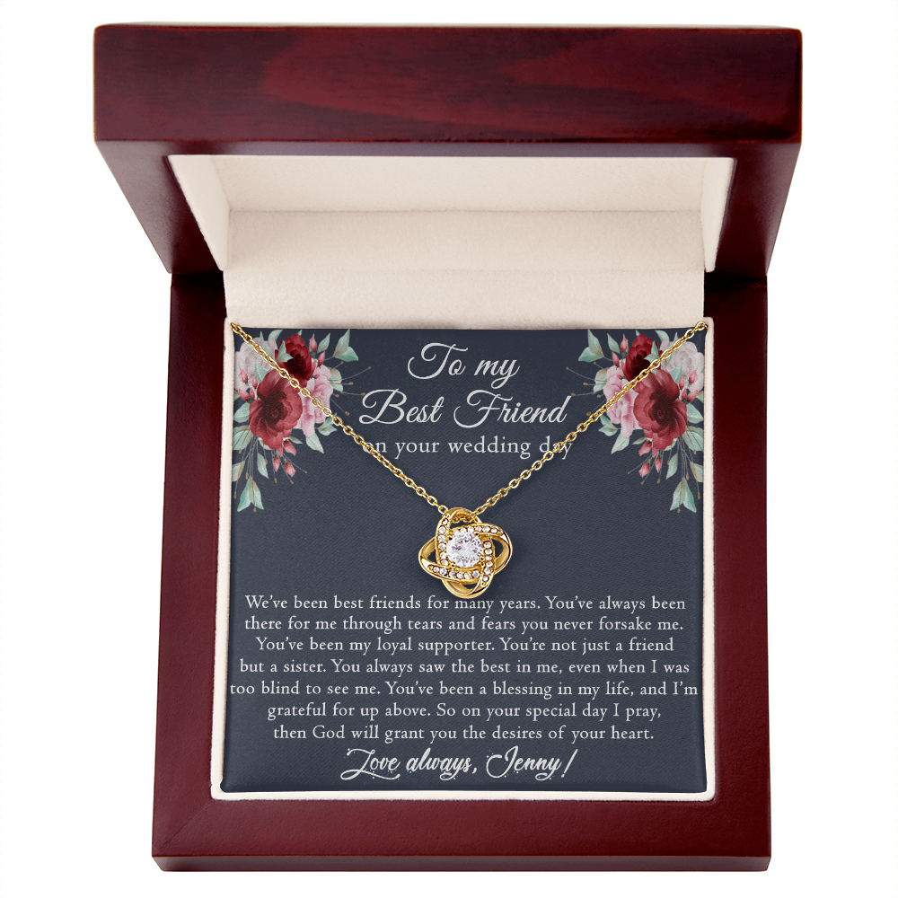 Best Friend Wedding Gift Necklace, Best Friend Gift Necklace, Gift Pendant For BBF On Wedding, To My Best Friend On Your Wedding Day Necklace, Best Friend Love Knot Necklace Gift On Wedding Day