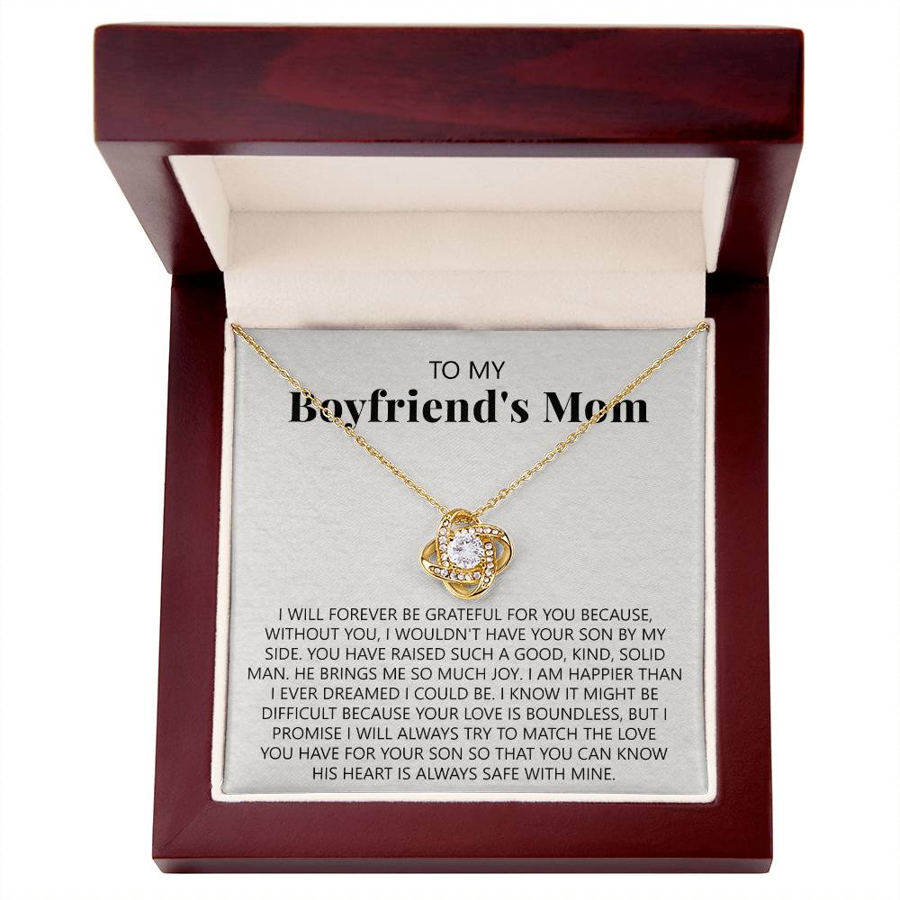 To My Boyfriend's Mom Necklace From Girlfriend, Jewelry Gifts For Boyfriend's Mom On Mothers Day Birthday Anniversary, Presents for Mom Necklace for Women, Boyfriend's Mom Gift Love Knot Necklace