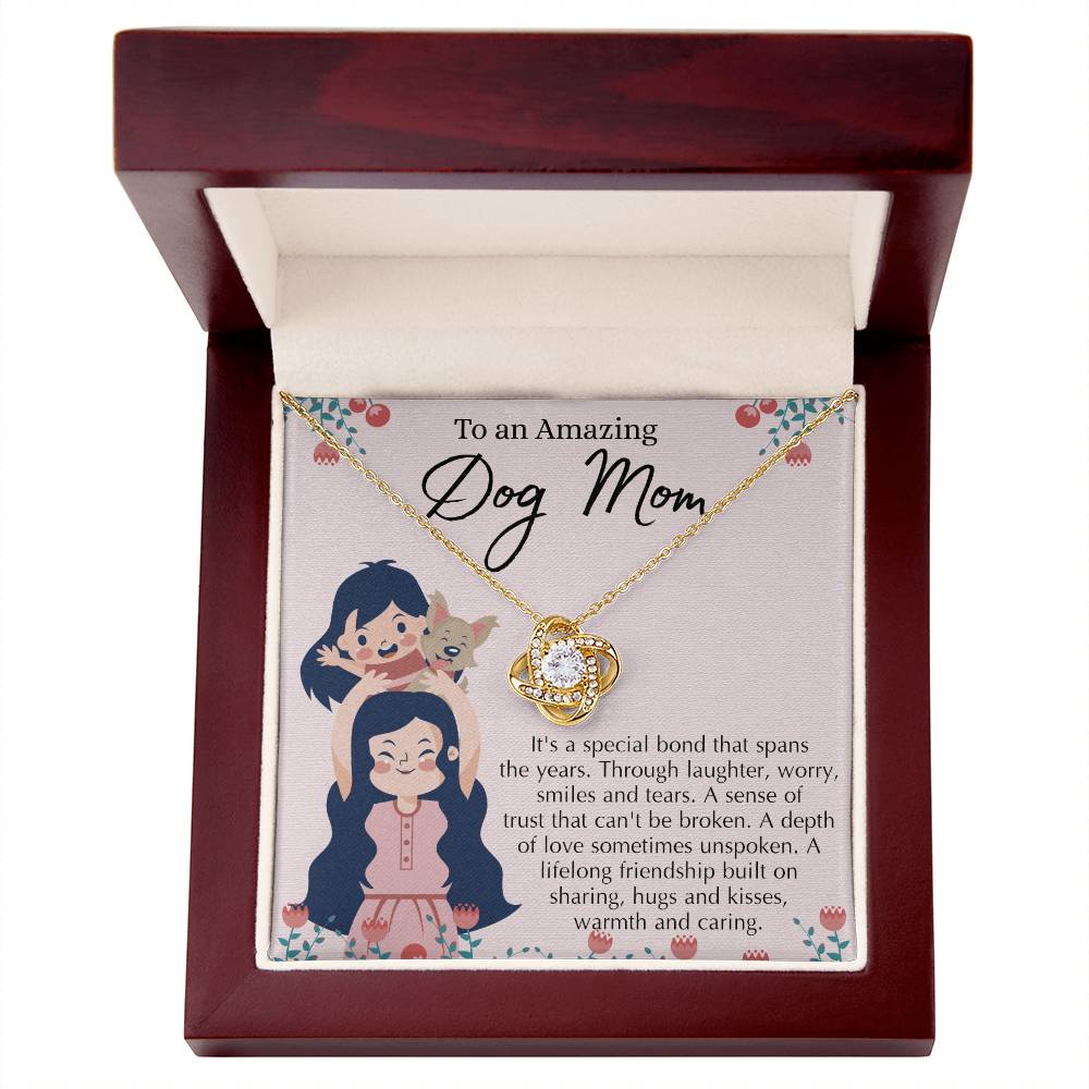 To An Amazing Dog Mom Love Knot Necklace From Daughter, Dog Mom Gift Necklace On Mother's Day, Dog Mom Necklace Jewelry Gift For Women, Dog Mama Sentimental Gift Necklace Dog Lover Gifts For Her