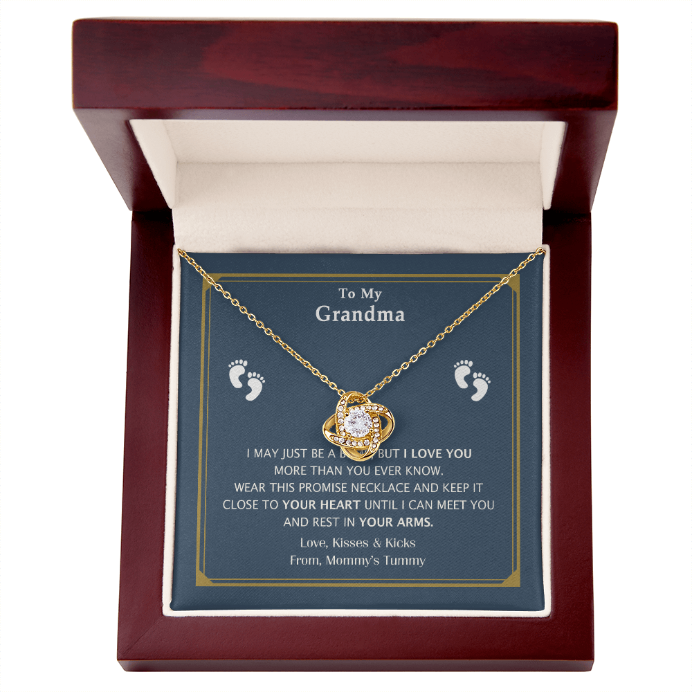 Grandma Gift Necklace From Mommy's Tummy - To My Grandma Love Knot Necklace From Granddaughter, Grandmother Grandma Necklace from Grandchildren Granddaughter - Jewelry Gift for Women, Grandma Gift