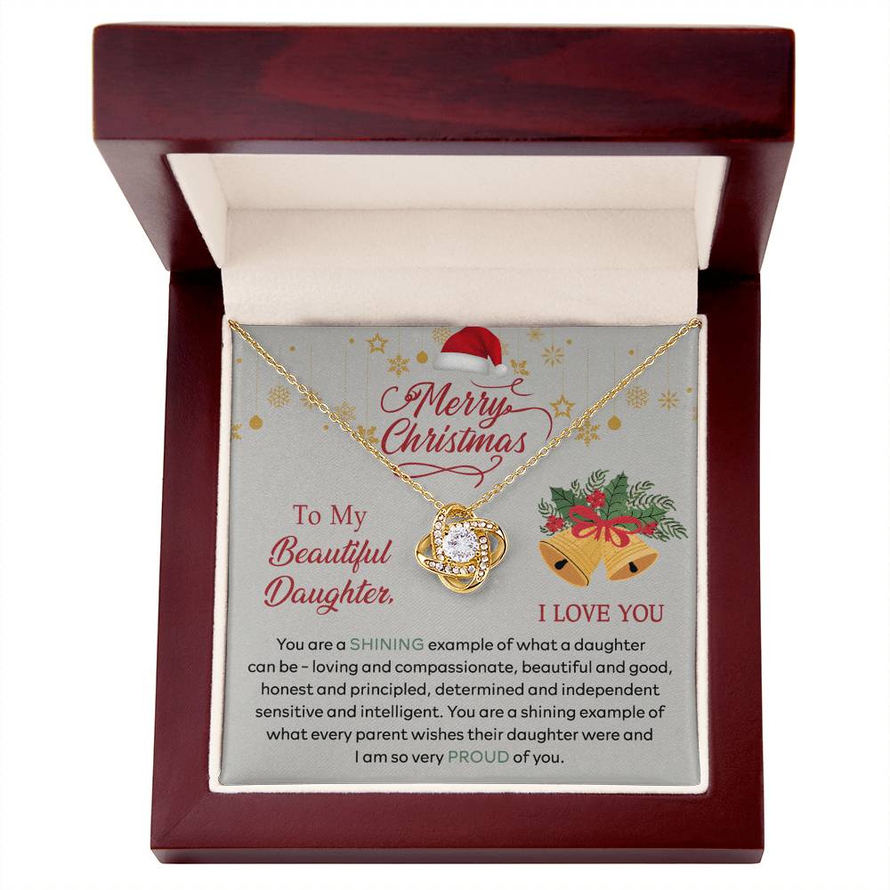Merry Christmas Daughter Gift Necklace - To My Beautiful Daughter Necklace From Mom, Mother And Daughter Jewelry Gift For Daughter Christmas Gift, Graduation Gift For Daughter I Love You Necklace