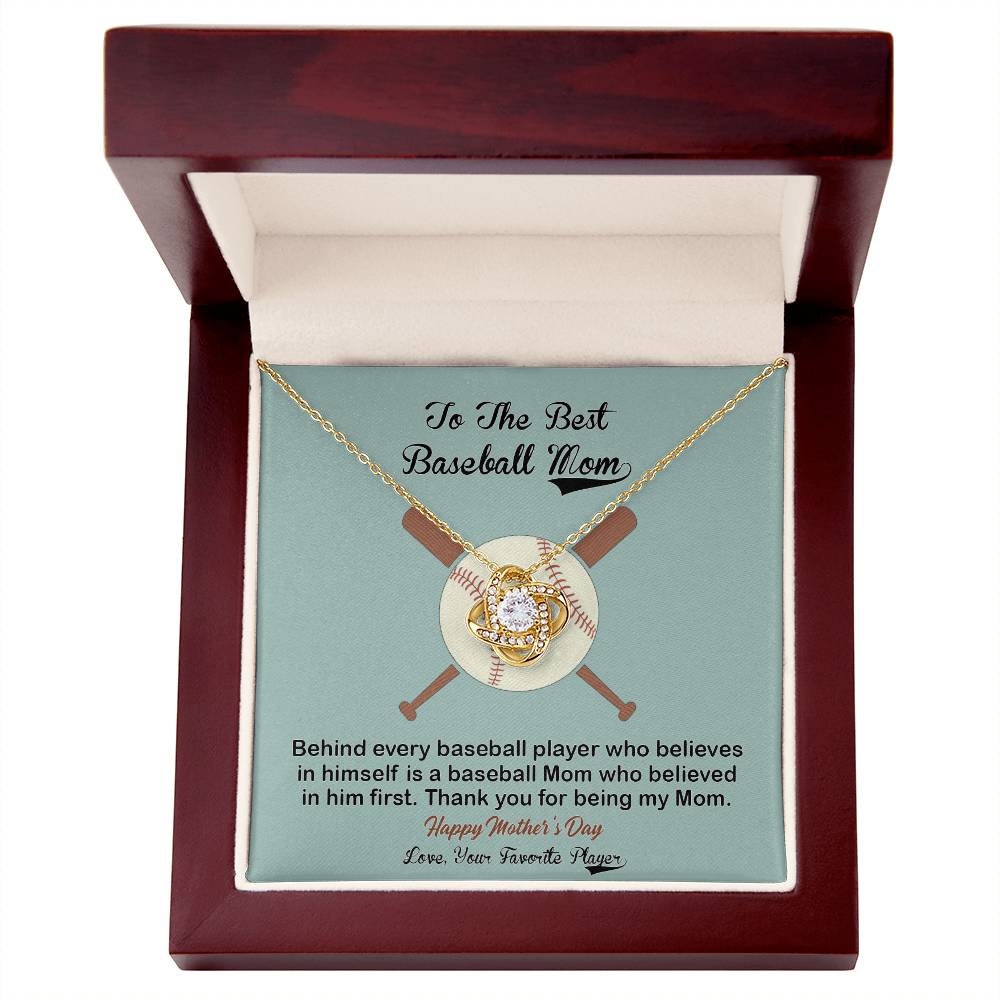 Baseball Mom Gift Necklace, To the Best Baseball Mom Necklace From Daughter, Favorite Player Necklace Gift For Mom, Baseball Mom Love Knot Necklace Jewelry Gift For Women, To The Best Mom Necklace