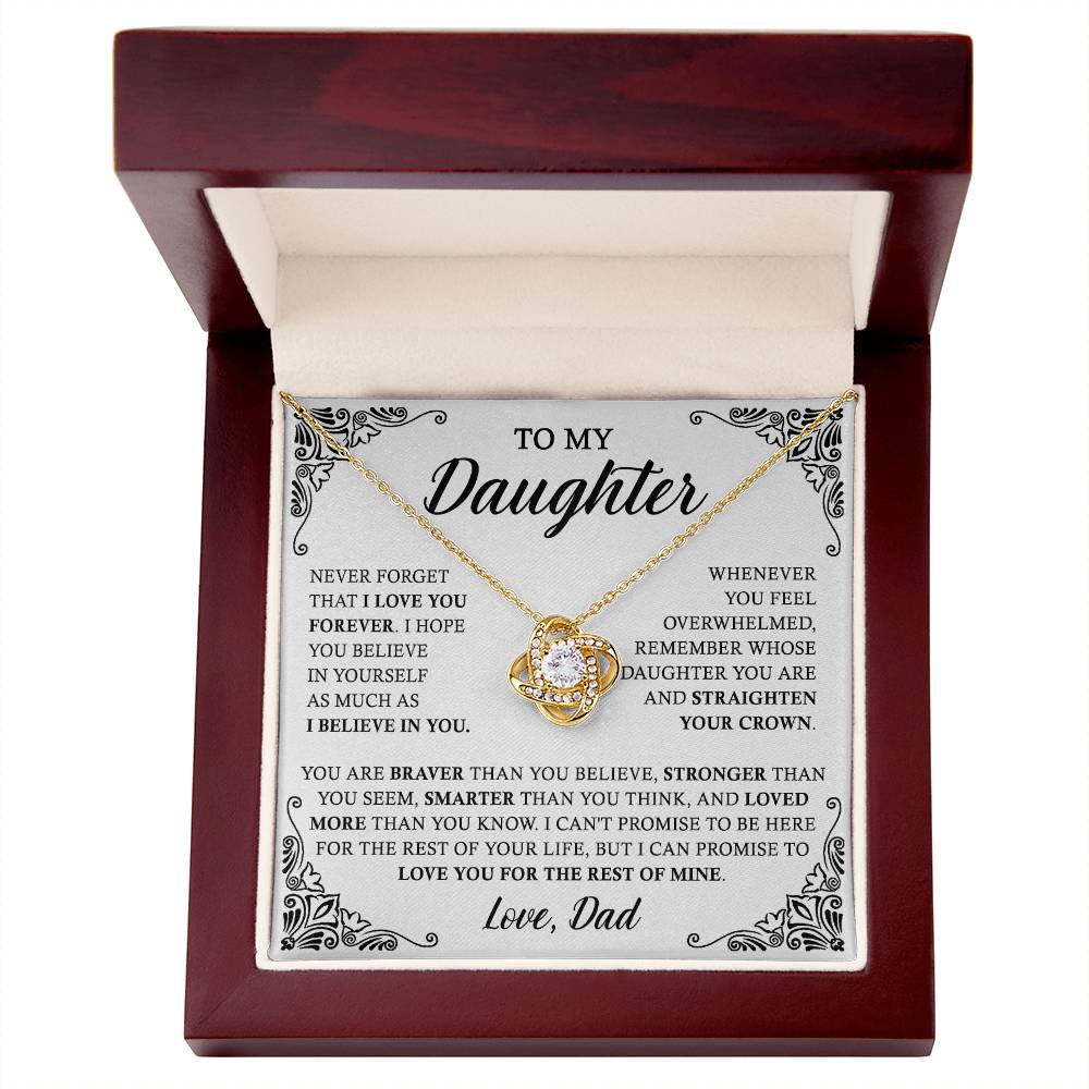 To My Daughter Necklace From Dad, Love Knot Necklace For Daughter, Father Daught
