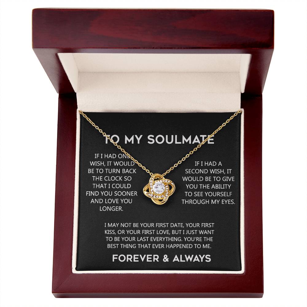 To My Soulmate Love Knot Necklace Gift From Husband, Boyfriend To Wife, Soulmate Gift Necklace On Valentines Day Anniversary, Christmas Gift Necklace for Her Romantic, Girlfriend Gift Necklace