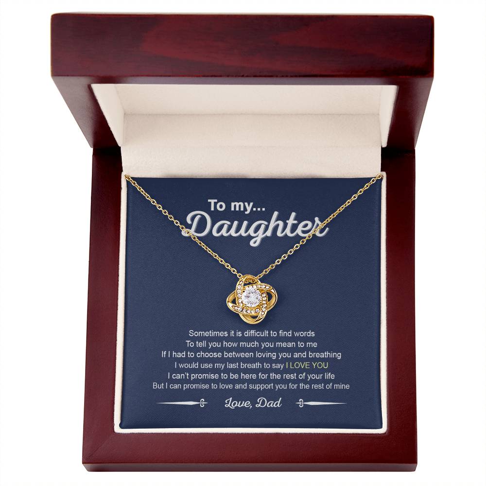 To My Daughter Love Knot Necklace From Dad, Father And Daughter Love Knot Pendant Gift For Daughter From Daddy To Daughter Love Knot Jewelry Gift For Girls, Love And Support Necklace For Daughter