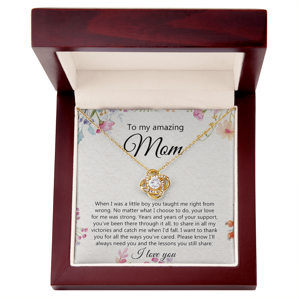 To My Amazing Mom Necklace From Daughter, Son Necklace Gift For Mom, Thank You Mom, Mother Necklace Gift On Mother's Day Birthday Gift, Anniversary, Mom Love Knot Necklace Jewelry Gift For Women