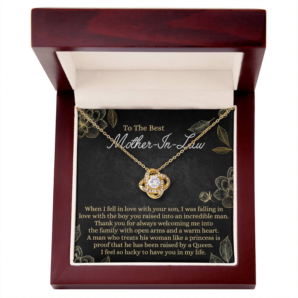 Mother In Law Gift Necklace, To The Best Mother In Law Love Knot Necklace From Daughter In Law, Jewelry Gift for Women, Mother In Law, Bonus Mom Gift Necklace, Mother-In-Law Gift Love Knot Pendant