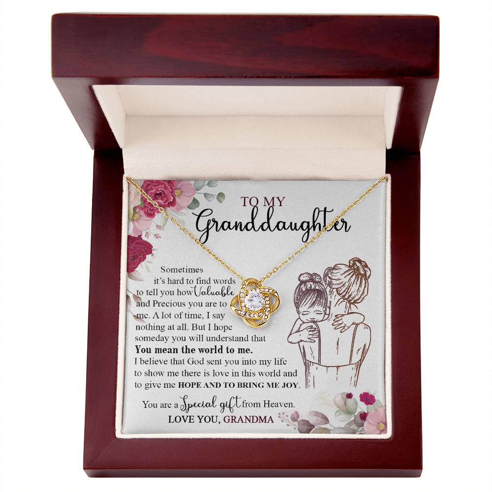 Granddaughter And Grandma Necklace, Jewelry Gift Necklace For Granddauhter - To My Granddaughter Necklace From Grandma, Love Knot Necklace For Granddaughter, Special Necklace From Heaven Necklace