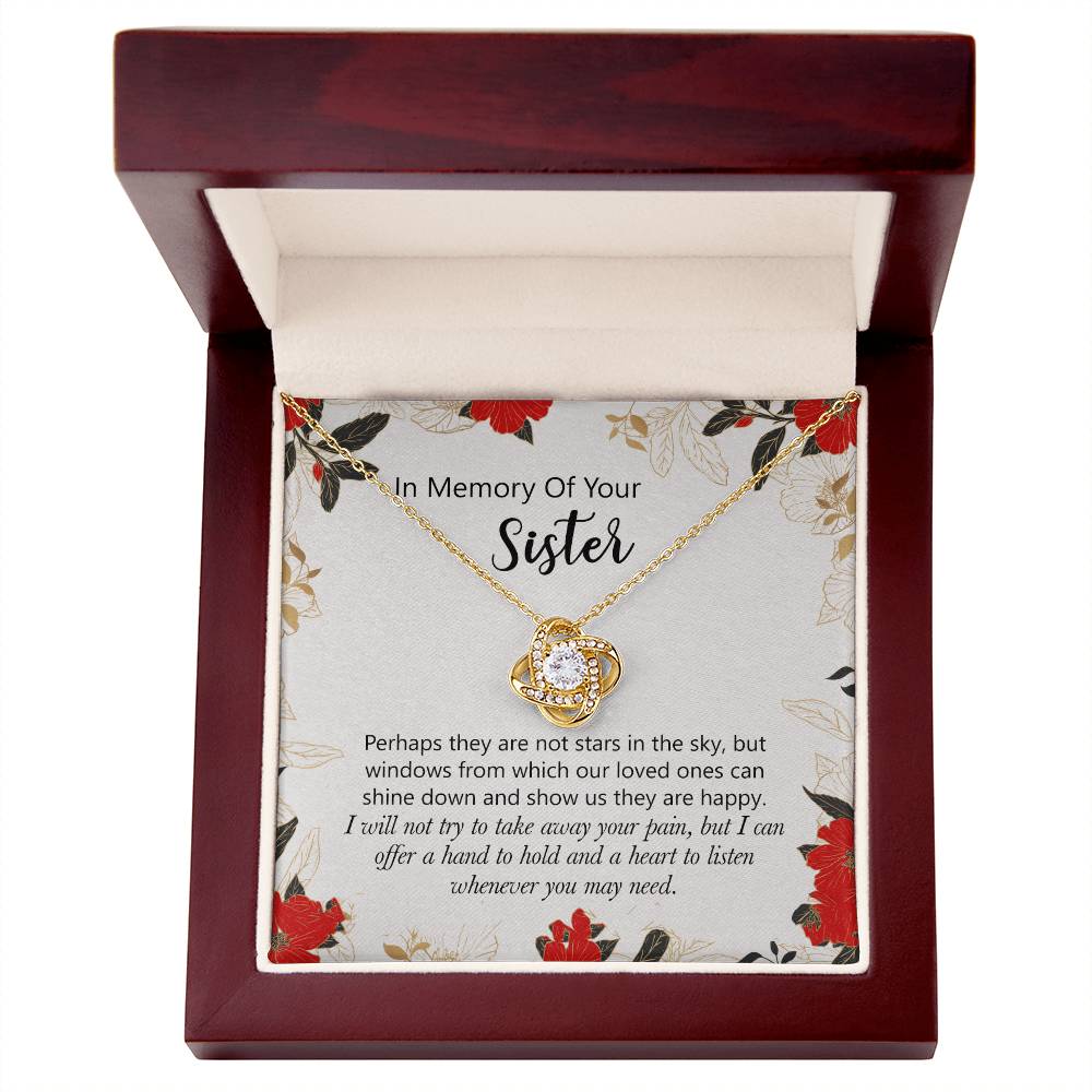 In Memory Of Your Sister Love Knot Necklace Gift For Sister, Sympathy Loss Of Sister Necklace, Memorial Gift Pendant For Loss Of Sister, Sympathy Gift Loss Of A Sister, Jewelry Gift for Women