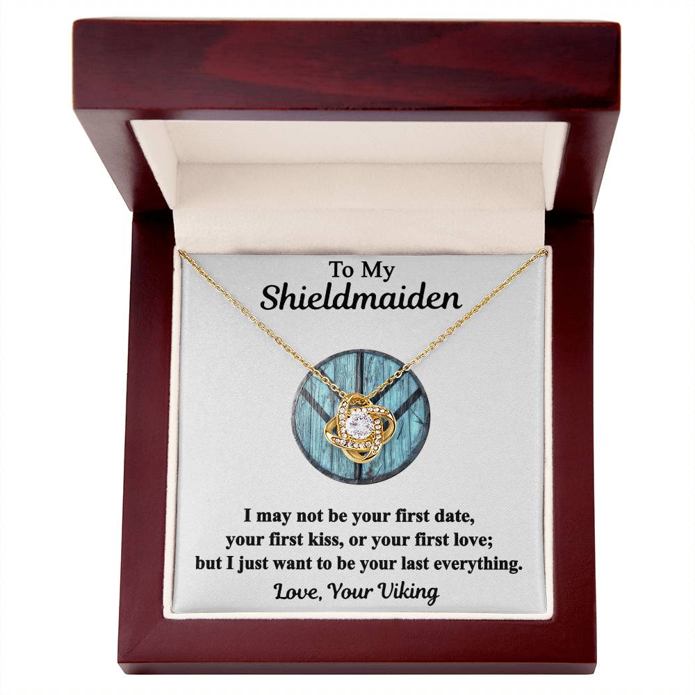 To My Shieldmaiden Necklace From Your Viking - Love Knot Pendant Gift From Wife, Fiancee, To My Shiedmaiden Love Knot Necklace Gift With Message Card and Gift Box, Jewelry Gift Ideas For Women