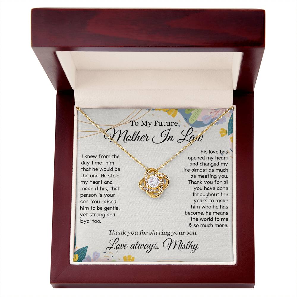To My Future Mother In Law Necklace, To My Mother In Law Love Knot Necklace Gift From Son, Personalized Gift Necklace for Mother-In-Law From Son, Wedding Gift Necklace Bride Groom To Mother In Law