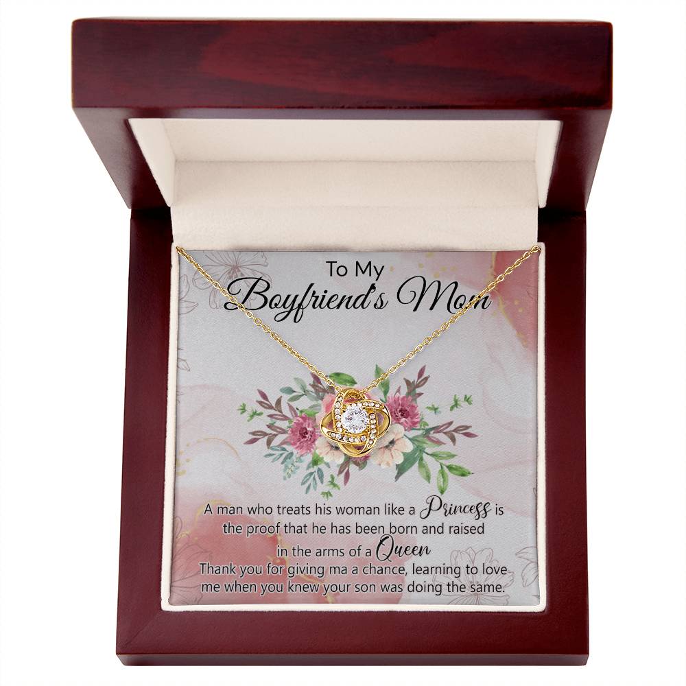To My Boyfriend's Mom Necklace From Girlfriend, Boyfriends Mom Gift Necklace, Mothers Day Necklace For Boyfriends Mom From Girlfriend, Boyfriends Mom Love Knot Necklace On Mothers Day, Anniversary