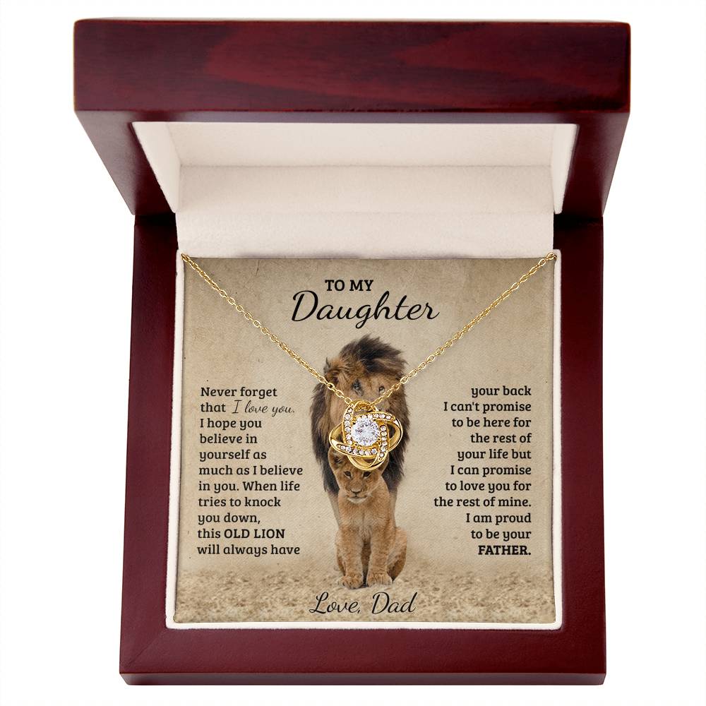 To My Daughter Gift Necklace from Dad Old Lion Your Back Believe Rest of Mine Personalized Chain Necklace Jewelry for Women Birthday Valentine Mother Jewelry Gift For Girls, Little Girl