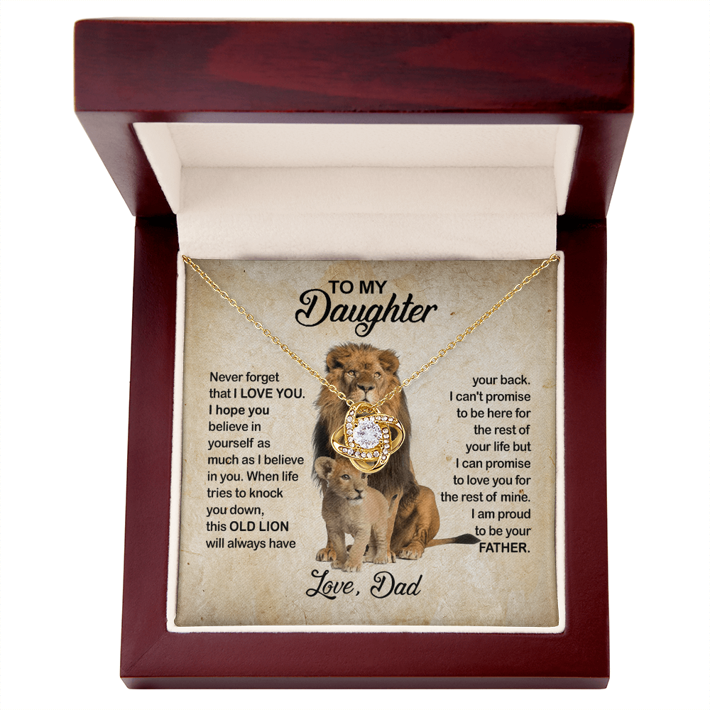 To My Daughter Love Knot Necklace with Luxury Box Gift From Dad, Daughter Lion And Father - Daughter Love Knot, Pendant Necklaces On Birthday, Christmas Jewelry Gift For Girls, Little Girl Necklace
