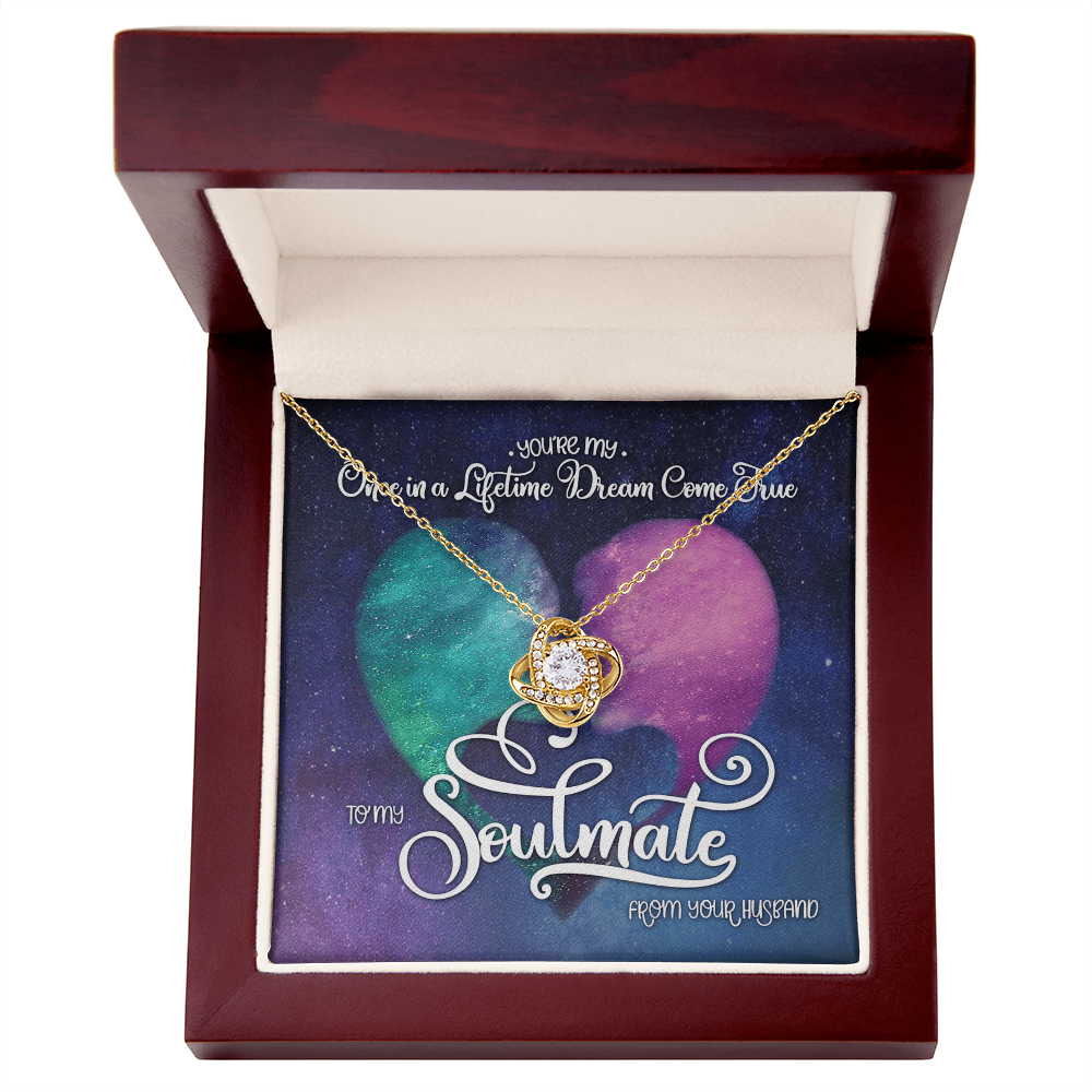 To My Soulmate Love Knot Necklace From Husband To Wife, Girlfriend, Soulmate Gift Love Knot Pendant On Valentines Day Christmas Necklace for Her Romantic Lifetime Dream Jewelry Gift For Women