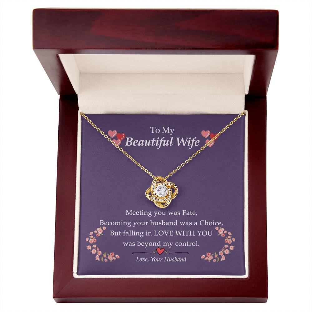 To My Beautiful Wife Necklace From Husband Love With You Pendant Gift For Wife, Wife Gift Necklace, Husband To Wife Gift Love Knot Pendant Gift From Men Jewelry Gift For Women Soulmate Gift Necklace