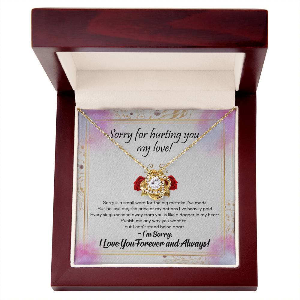 To My Girlfriend Necklace From Boyfriend, Husband, Sorry For Hurting You, My Love Knot Necklace With Message Card, I'm Sorry Gift Necklace For Soulmate, Wife On Valentine Day Gift For Wife, Soulmate