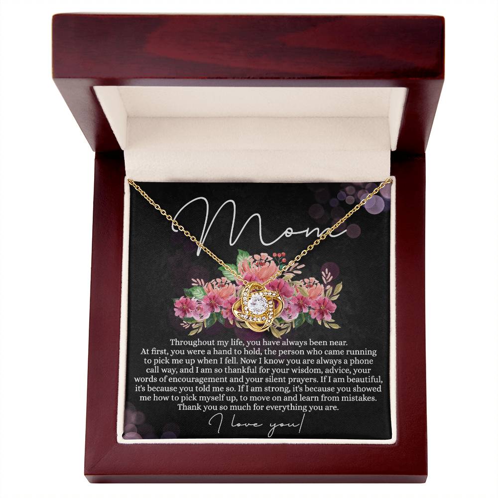 Mom Gift Necklace, To My Mom Love Knot Necklace From Daughter, Thank You Necklace Gift For Mom, Mother's Day Necklace Gift For Mom, Birthday Gift For Mom, Anniversary Jewlry Gift For Women