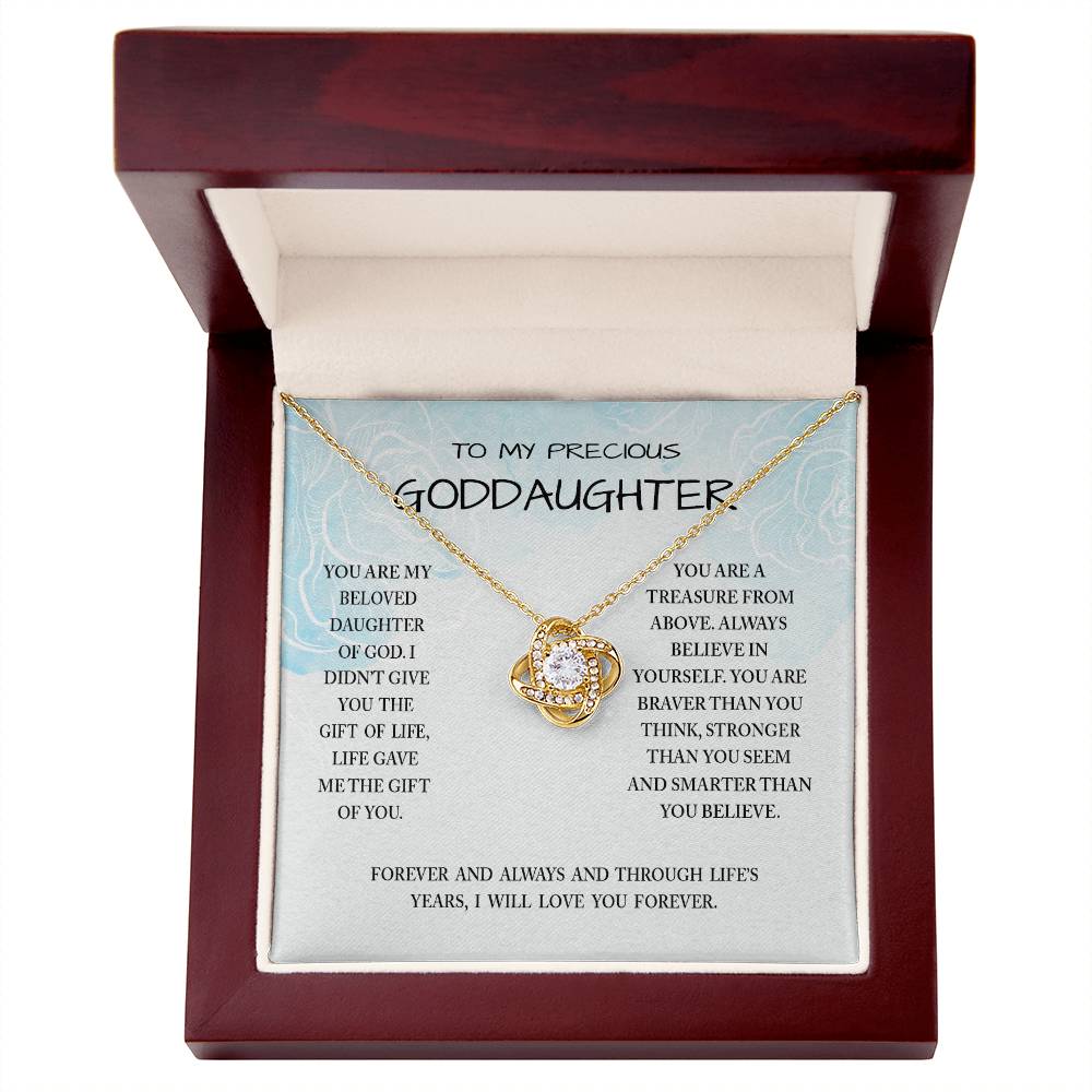 To My Preccious Goddaughter Necklace From Grandma And Grandpa, To Goddaughter Love Knot Necklace, Gift Necklace To Goddaughter, You Are My Beloved Daughter Of God Necklace Gift For Girls, Daughter