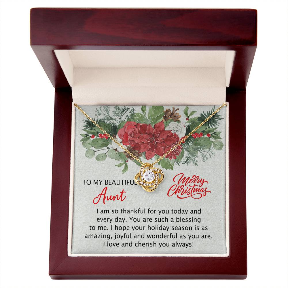 To My Beautiful Aunt Christmas Necklace Gift for Aunt from Niece Personalized Aunt Necklace Gift Merry Christmas Day Gift for Aunt Necklace for Aunt from Niece Love Knot Necklace