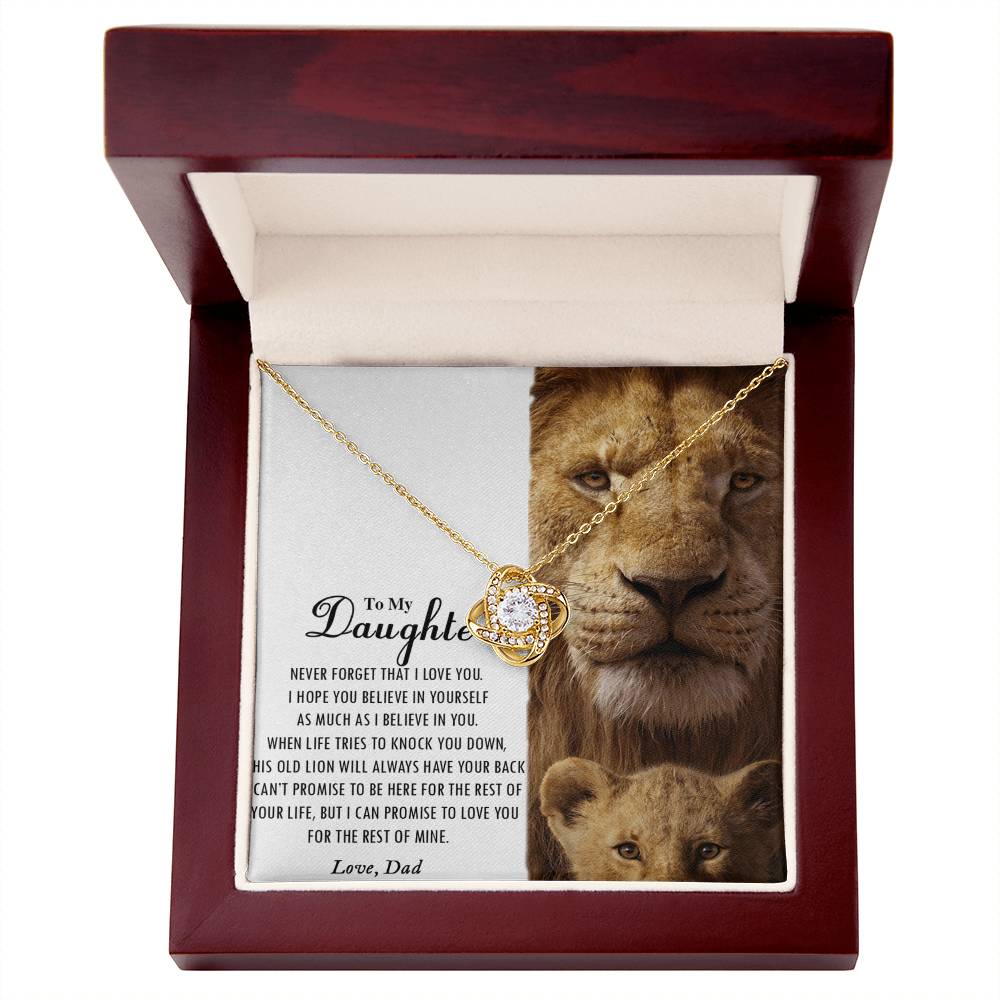 Love Knot Gifts to My Daughter This Old Lion Will Always Have Your Back Necklace For To My Daughter Necklace From Dad - Father And Daughter Gifts Jewelry Gift For Girls, Little Girl Necklace