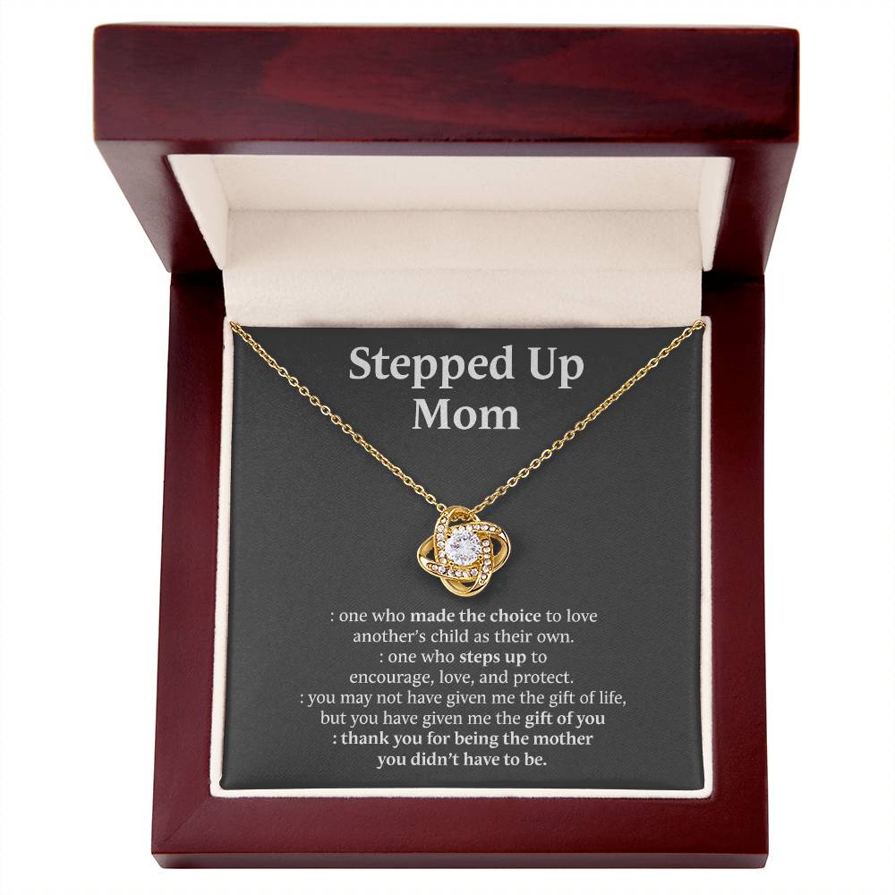 Inspirational StepMom Gifts Stepped Up Mom Necklace Birthday Gift for Bonus Mom