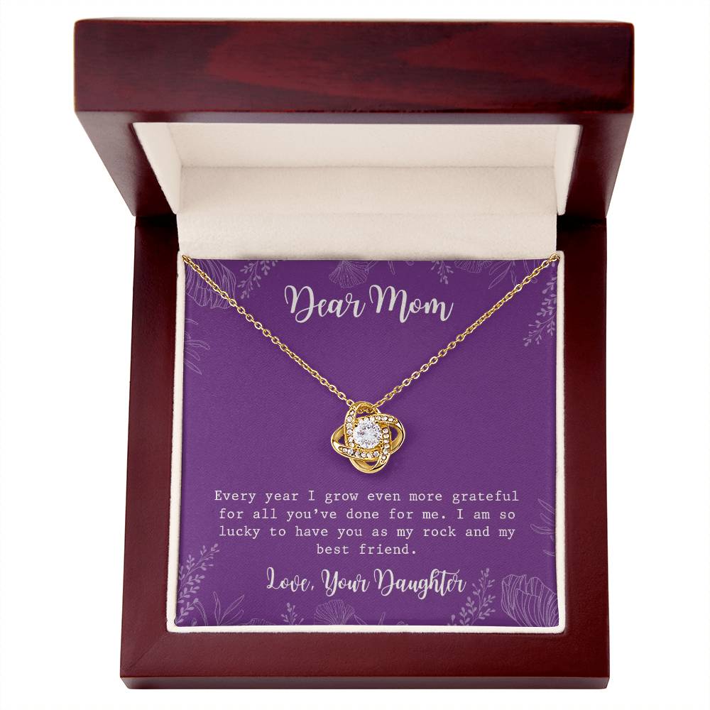 To My Mom Necklace From Daughter, My Best Friend Gift Necklace For Mom On Mothers Day, Birthday Gift Anniversary, Love Knot Pendant Gift For Her, Jewelry For Mom, Dear Mom Gifts Necklace